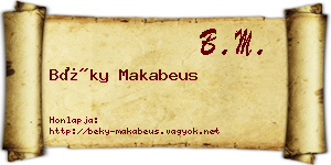 Béky Makabeus névjegykártya